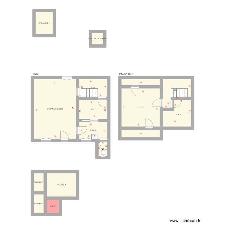 GUILLAUME. Plan de 16 pièces et 86 m2