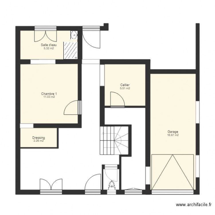 montfermeil rdc demi plan. Plan de 5 pièces et 41 m2