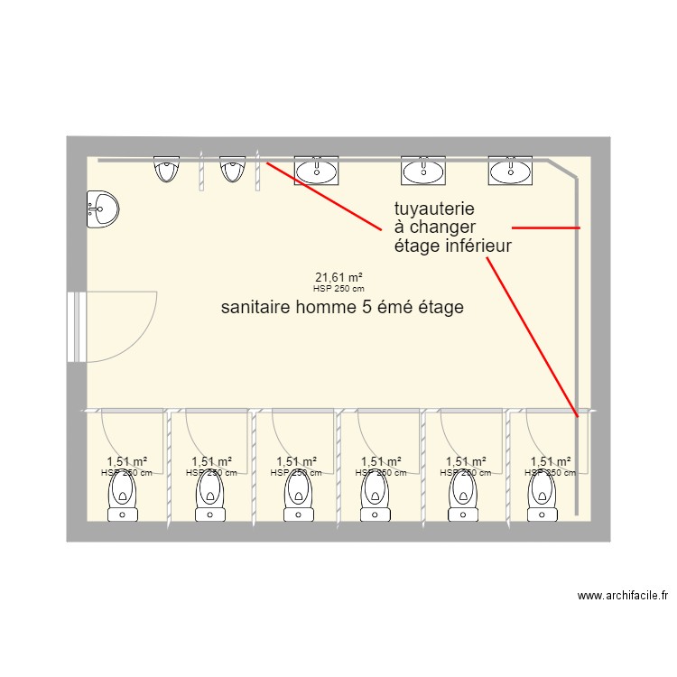 sanitaire homme. Plan de 0 pièce et 0 m2
