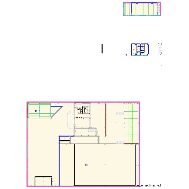 Plan batiment niveau 1. Plan de 45 pièces et 3021 m2