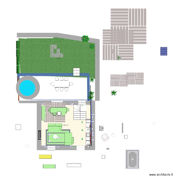 rdc0. Plan de 1 pièce et 30 m2