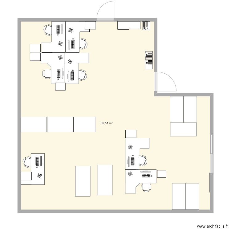 Bureau initial. Plan de 1 pièce et 86 m2