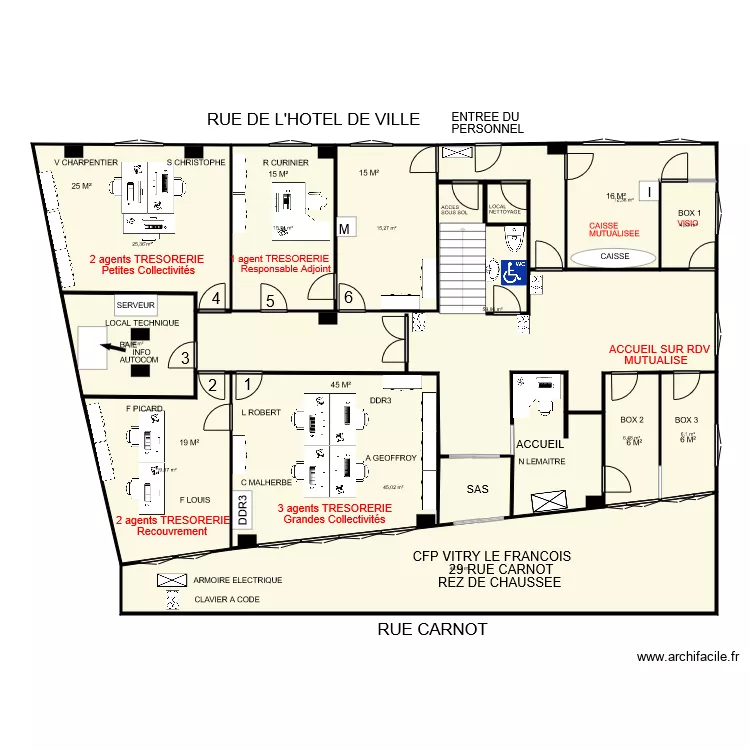 VITRY CARNOT TRESORERIE fusion. Plan de 