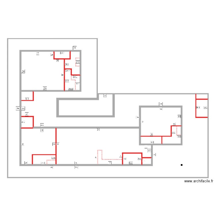 Permsub wall with plugs. Plan de 23 pièces et 493 m2