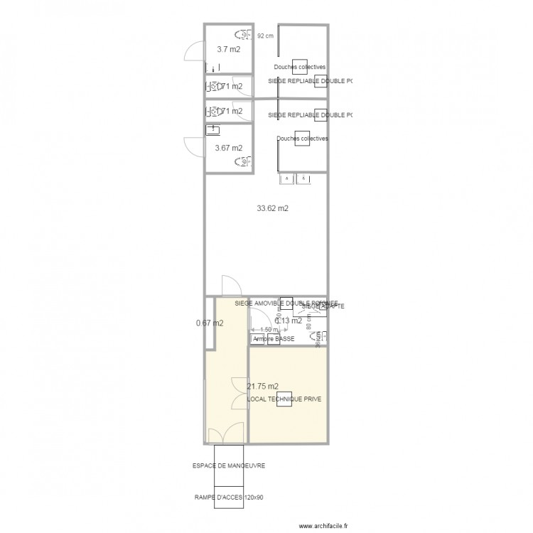 CMCAS GYMNASE FLEURY VESTIAIRES PROJET. Plan de 0 pièce et 0 m2