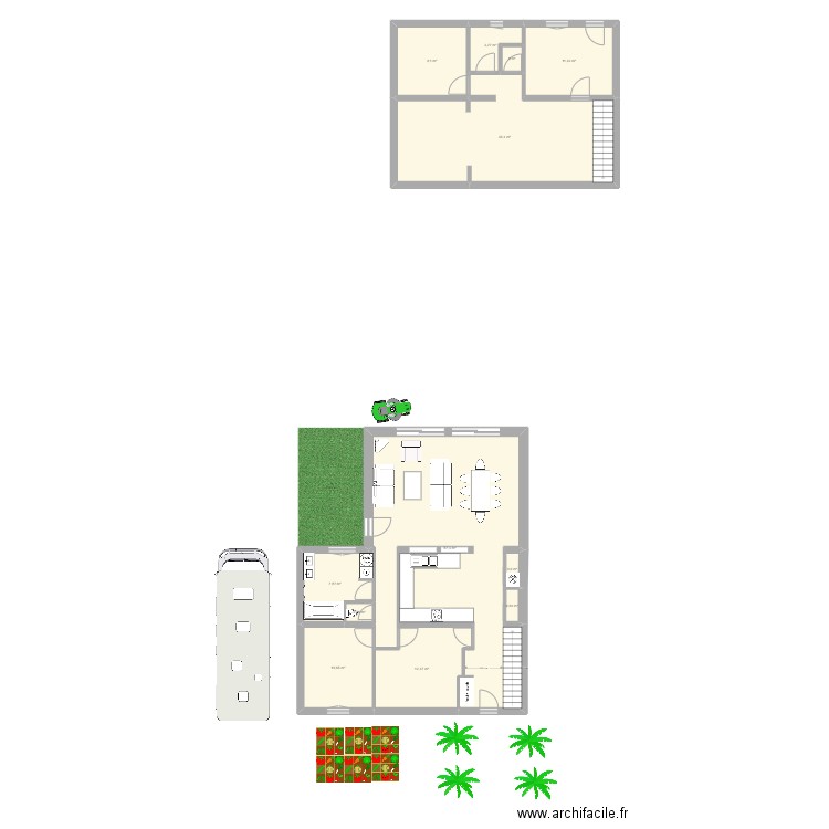 base RDC1. Plan de 12 pièces et 151 m2