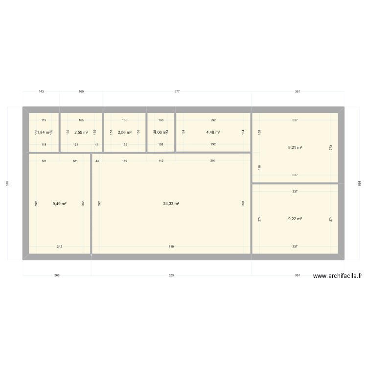 Datcha agnès. Plan de 9 pièces et 65 m2