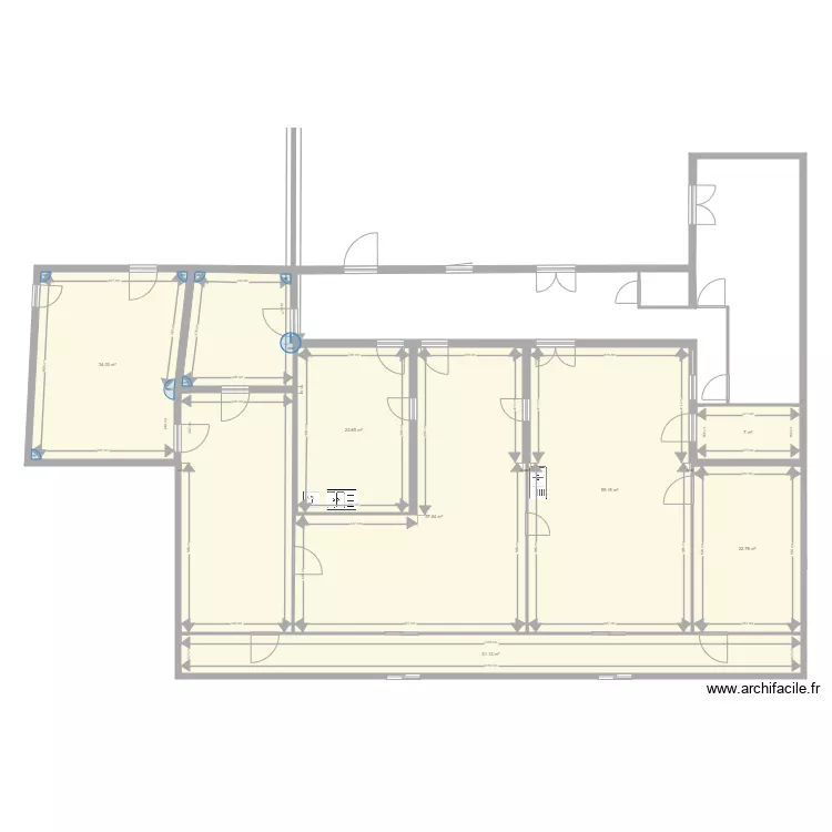 agrandissement et cloisons. Plan de 