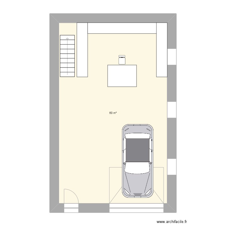 Grange. Plan de 1 pièce et 60 m2