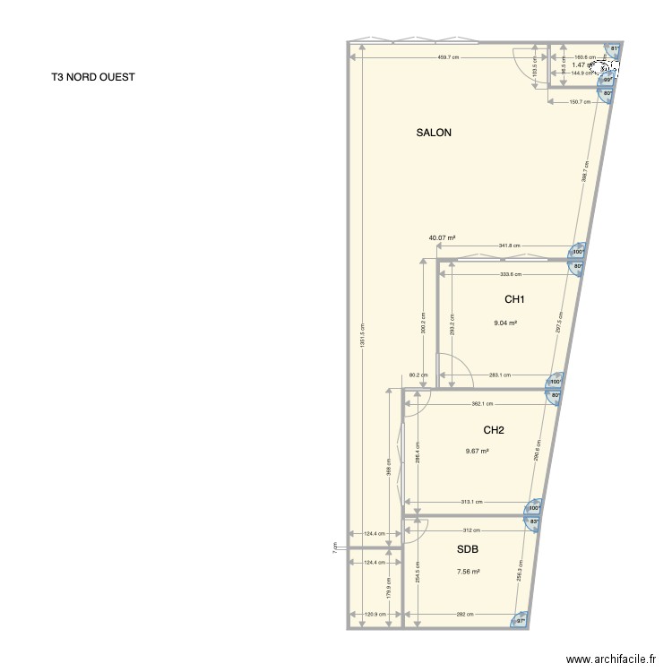 T3 NORD OUEST . Plan de 0 pièce et 0 m2