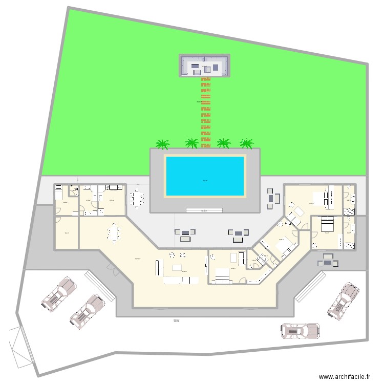 MAYA 11 1villa v1. Plan de 20 pièces et 1698 m2