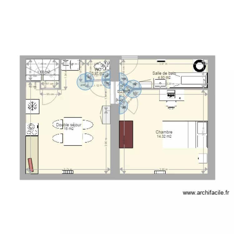 appart 2&egrave;me &eacute;tage. Plan de 