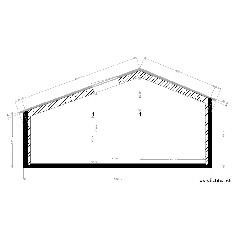 profil toiture niveau velux. Plan de 