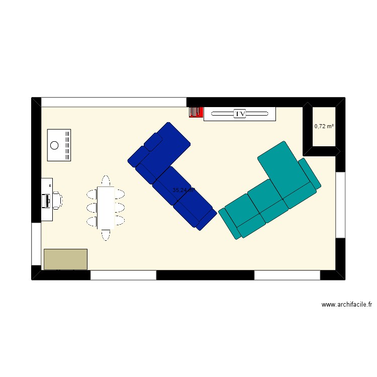 maison he. Plan de 2 pièces et 36 m2