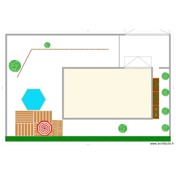 Maison. Plan de 2 pièces et 749 m2