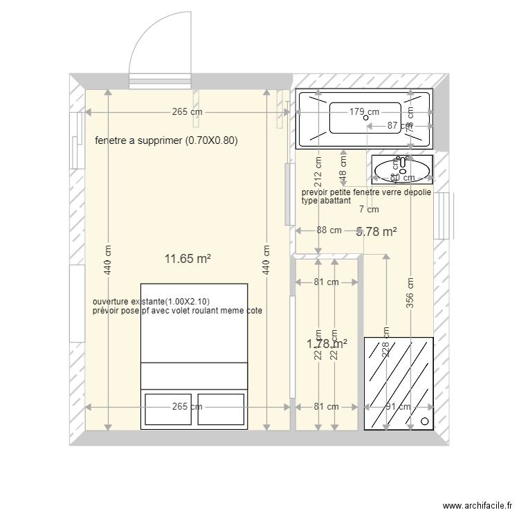 chambre sdb juillet 20. Plan de 0 pièce et 0 m2