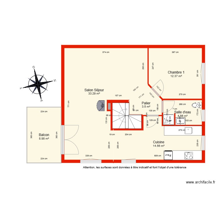 BI 4974 étage 1 côté. Plan de 0 pièce et 0 m2