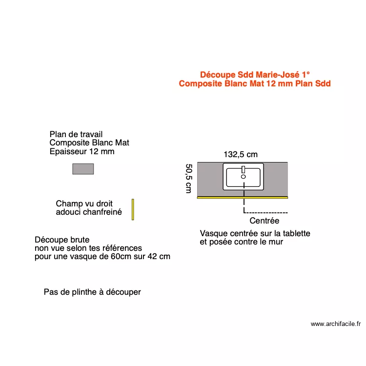 Tablette SdB Marie José 1. Plan de 0 pièce et 0 m2 Tablette SdB Marie José 1. Plan de 0 pièce et 0 m2