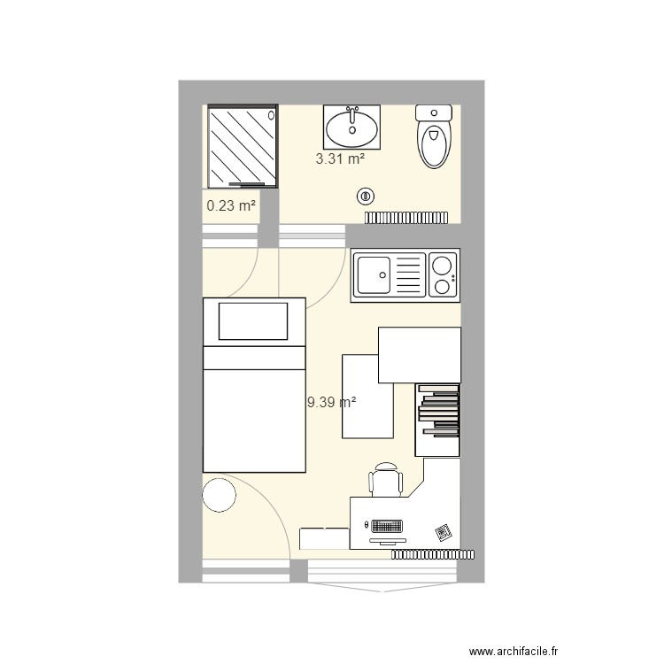 Studio. Plan de 0 pièce et 0 m2