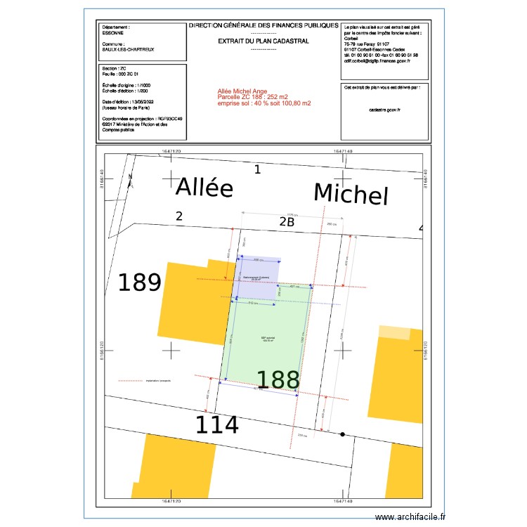 allee Michel ange. Plan de 0 pièce et 0 m2