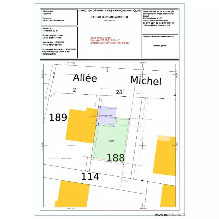 allee Michel ange. Plan de 