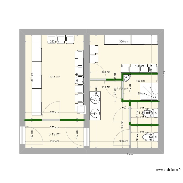 HORTIVAL. Plan de 4 pièces et 28 m2