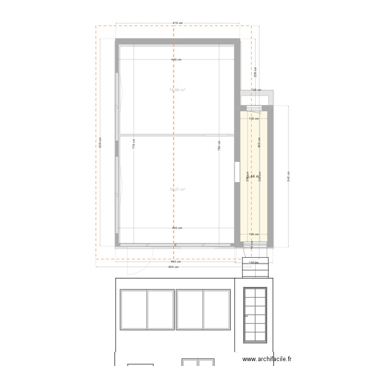 Maison Vétraz - Existant. Plan de 5 pièces et 44 m2