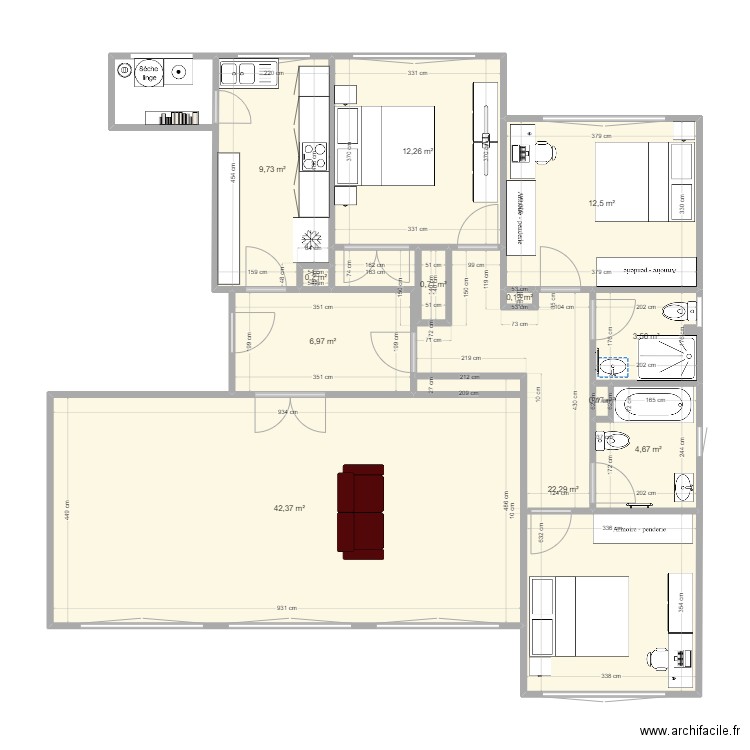 Appart 120 m2. Plan de 0 pièce et 0 m2