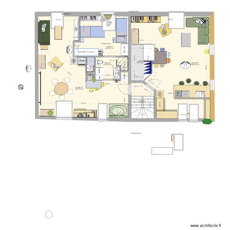 controle. Plan de 6 pièces et 117 m2