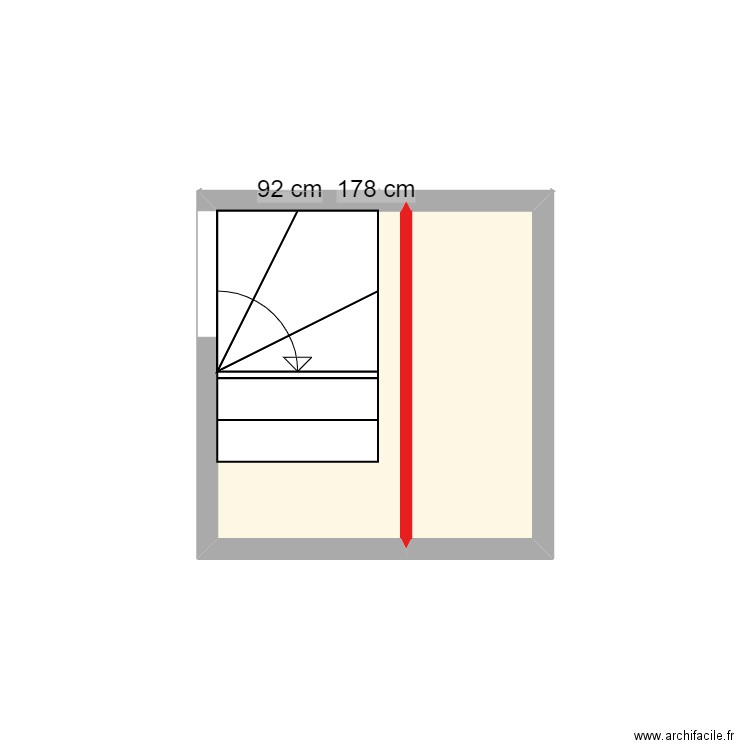 escalier. Plan de 2 pièces et 2 m2