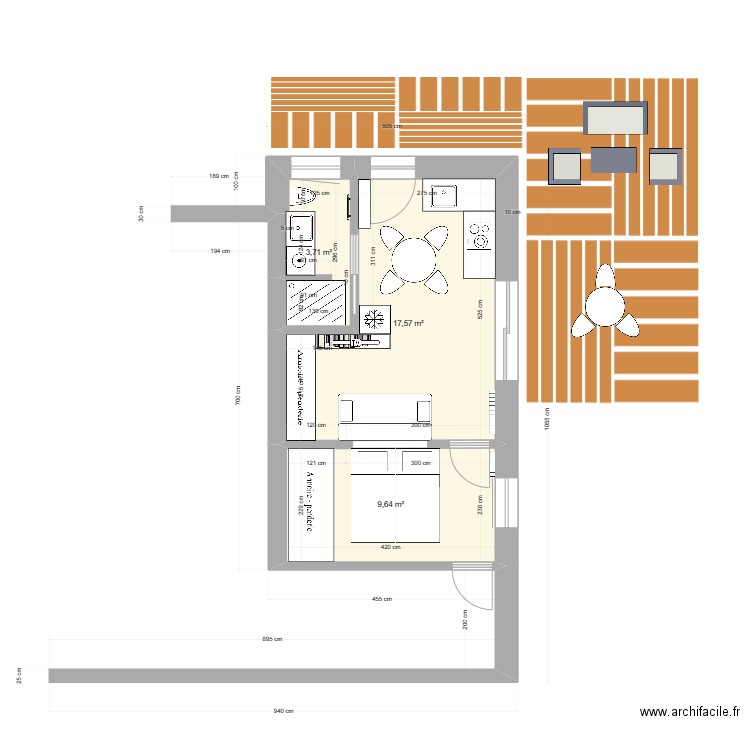 Studio Payas v6 avec isolation. Plan de 3 pièces et 31 m2