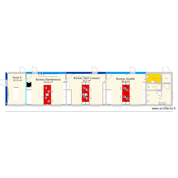 Cuisson. Plan de 8 pièces et 131 m2