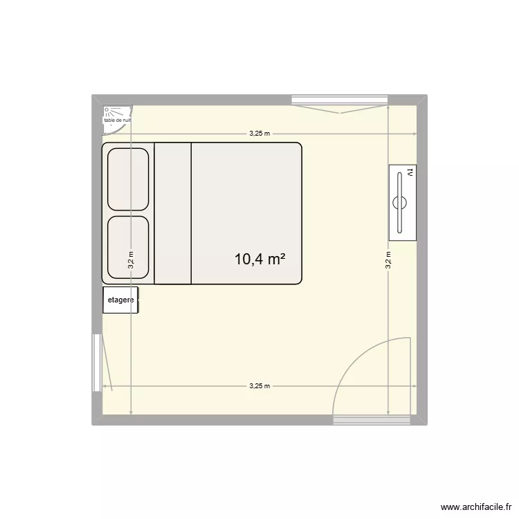 CHAMBRE BB. Plan de 1 Pièce et 10 m² CHAMBRE BB. Plan de 1 Pièce et 10 m²