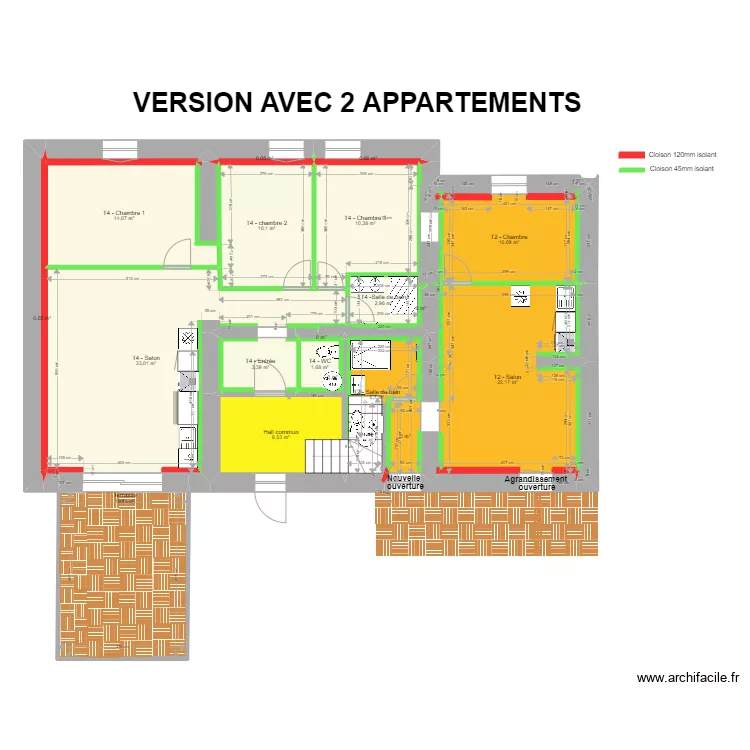 Attignat - IDR - RDC 2 apparts. Plan de 