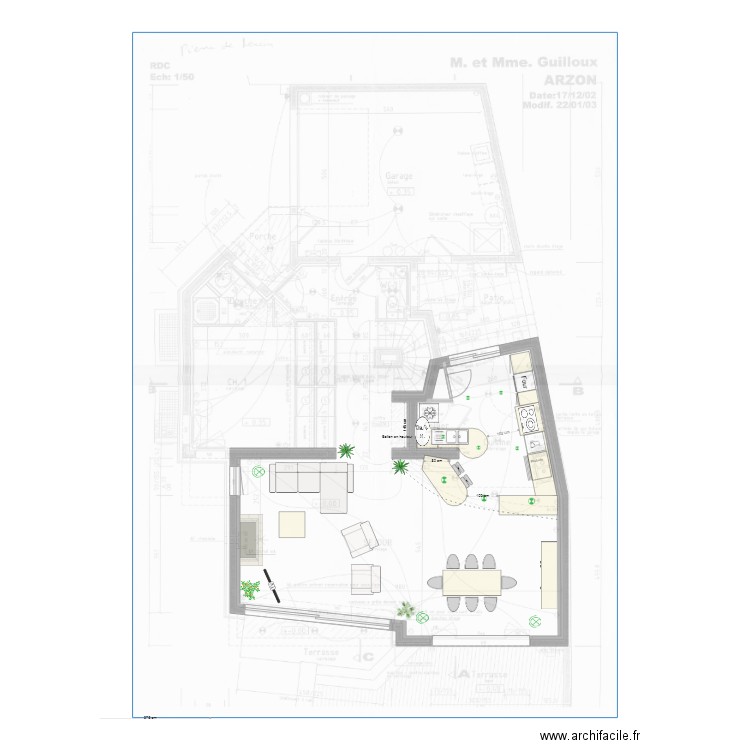 Arzon cuisine salon v18e. Plan de 0 pièce et 0 m2