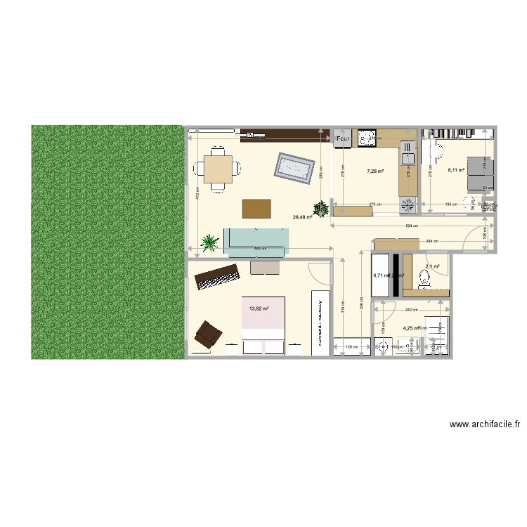 Bailly 2. Plan de 9 pièces et 63 m2