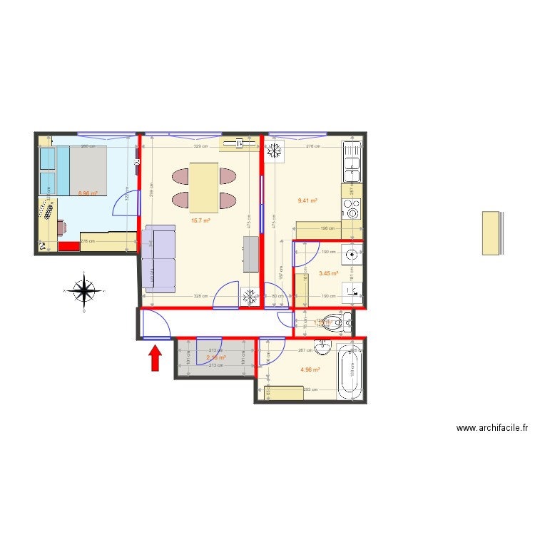 BP m2 meblée. Plan de 0 pièce et 0 m2