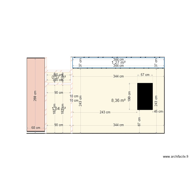 CUISINE. Plan de 4 pièces et 12 m2