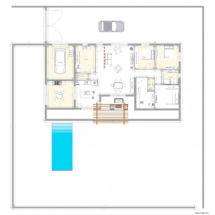 landera 1. Plan de 8 pièces et 80 m2