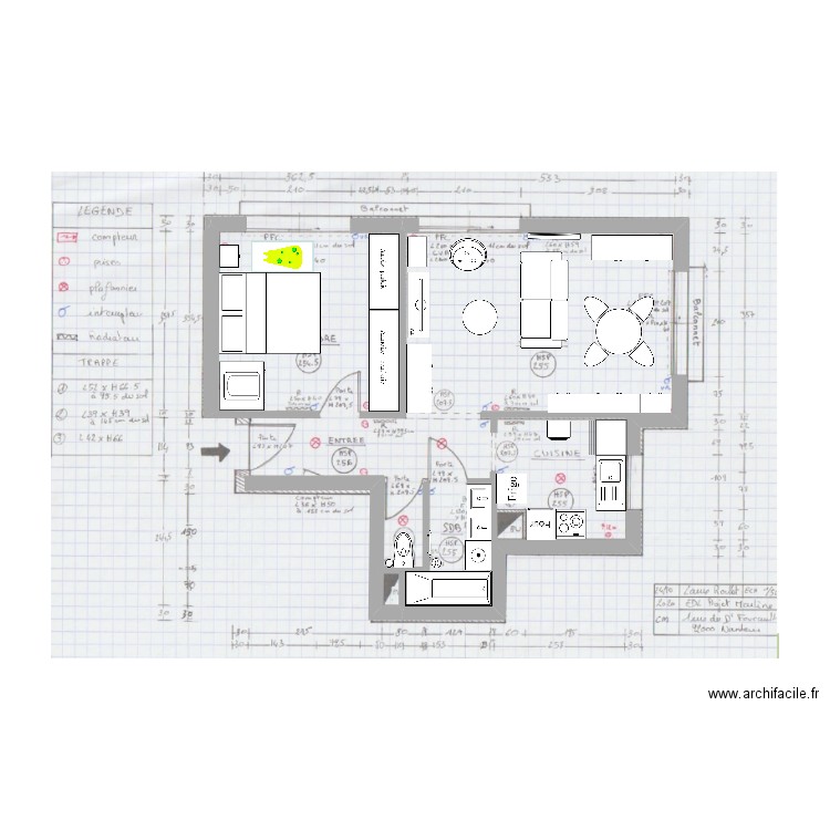 Réaménagement Appart Bébé. Plan de 0 pièce et 0 m2