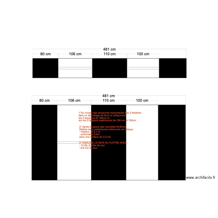 MUR 2 FENETRES CUISINES. Plan de 0 pièce et 0 m2