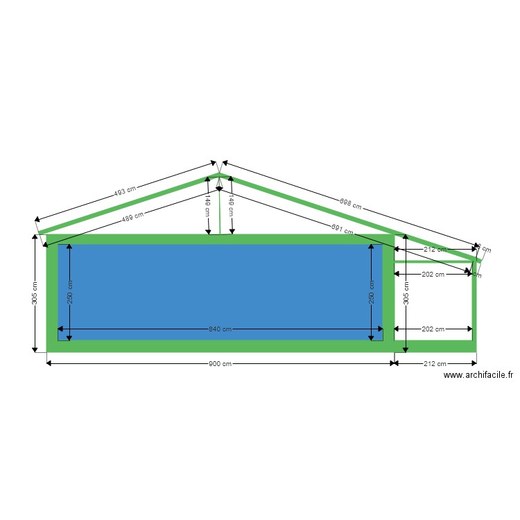 Plan pignon. Plan de 0 pièce et 0 m2