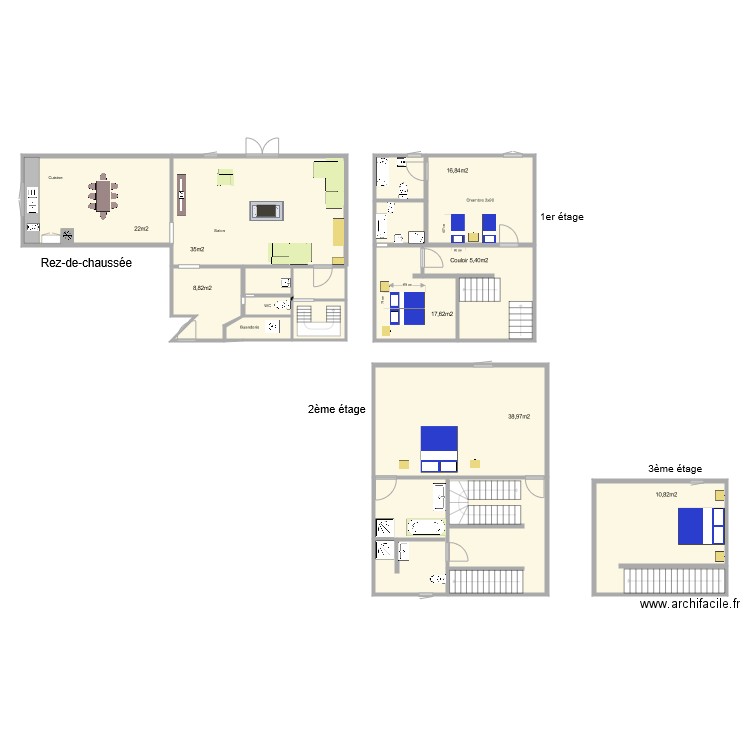 Domaine de cantalauze maison bleue 1. Plan de 0 pièce et 0 m2
