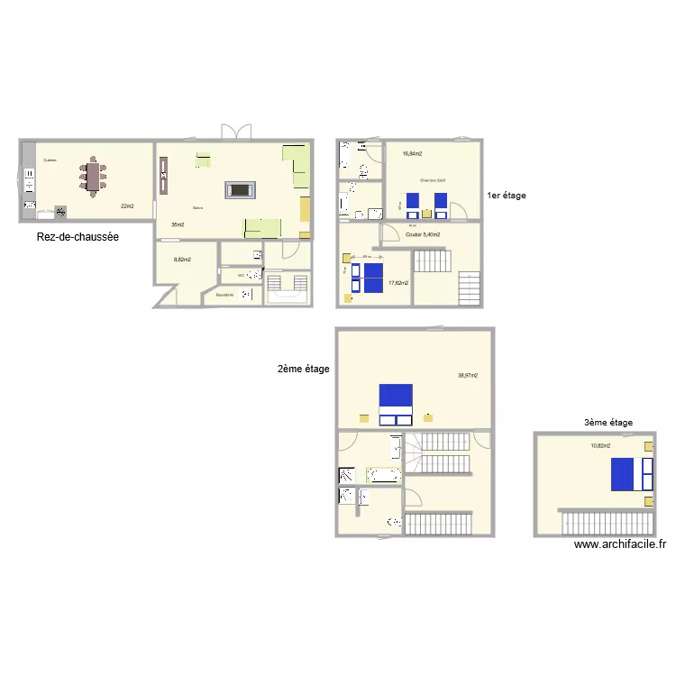 Domaine de cantalauze maison bleue 1. Plan de 