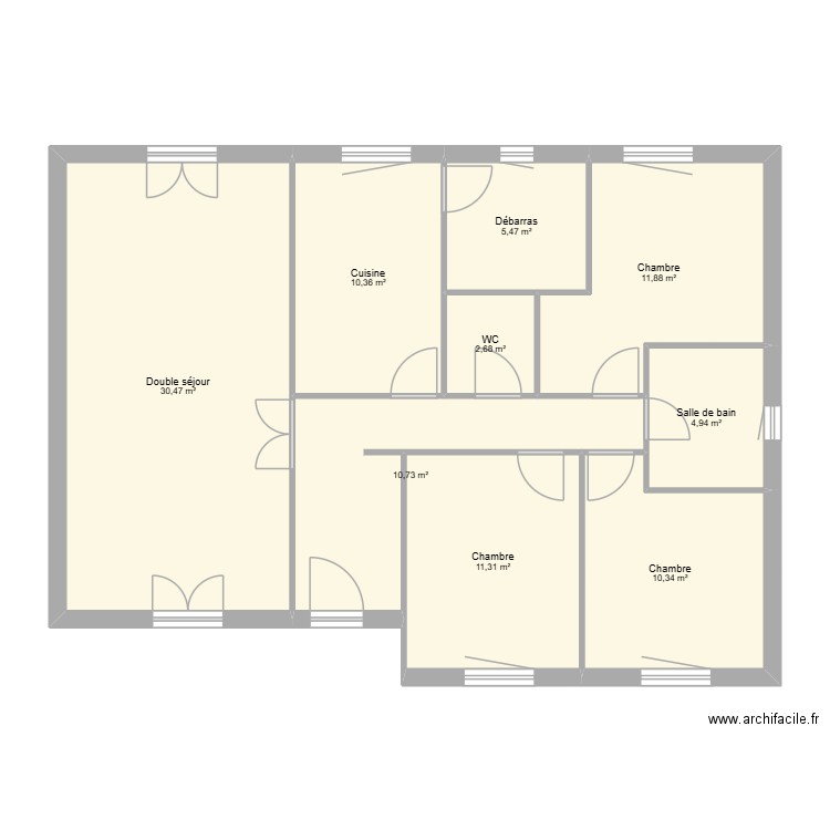 projet residence. Plan de 9 pièces et 98 m2