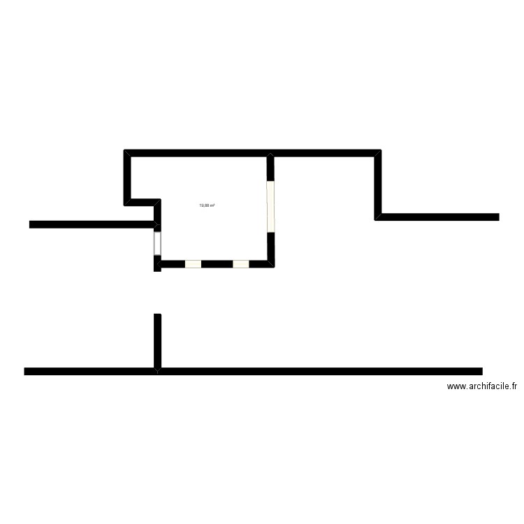 Agrandissement. Plan de 1 pièce et 20 m2