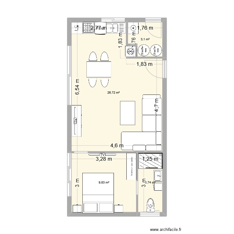 maison forage. Plan de 4 pièces et 43 m2