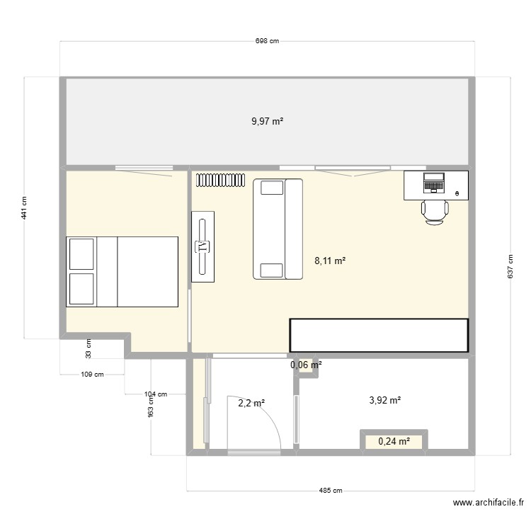 Studio Victor arrangement 2. Plan de 6 pièces et 31 m2