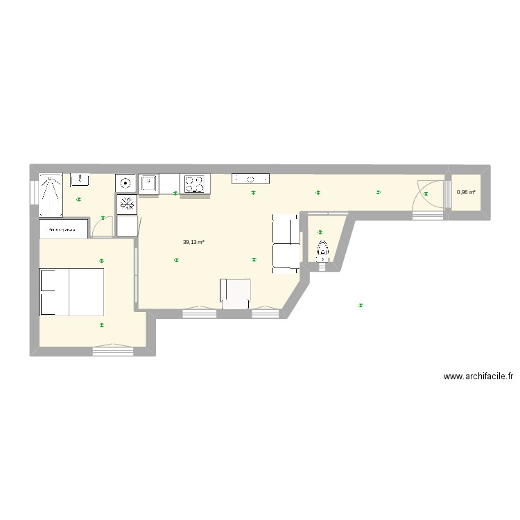 lacoste1. Plan de 2 pièces et 40 m2