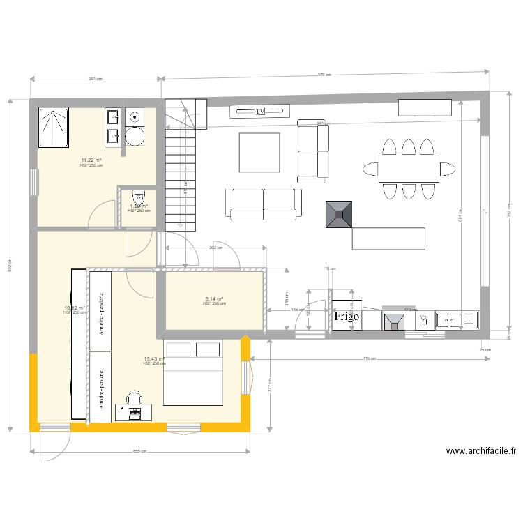 Maison Perrin - Extension. Plan de 16 pièces et 101 m2